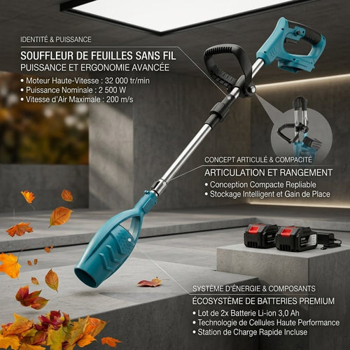 Souffleur de feuilles électrique sans fil 2500W - VERDAGREEN